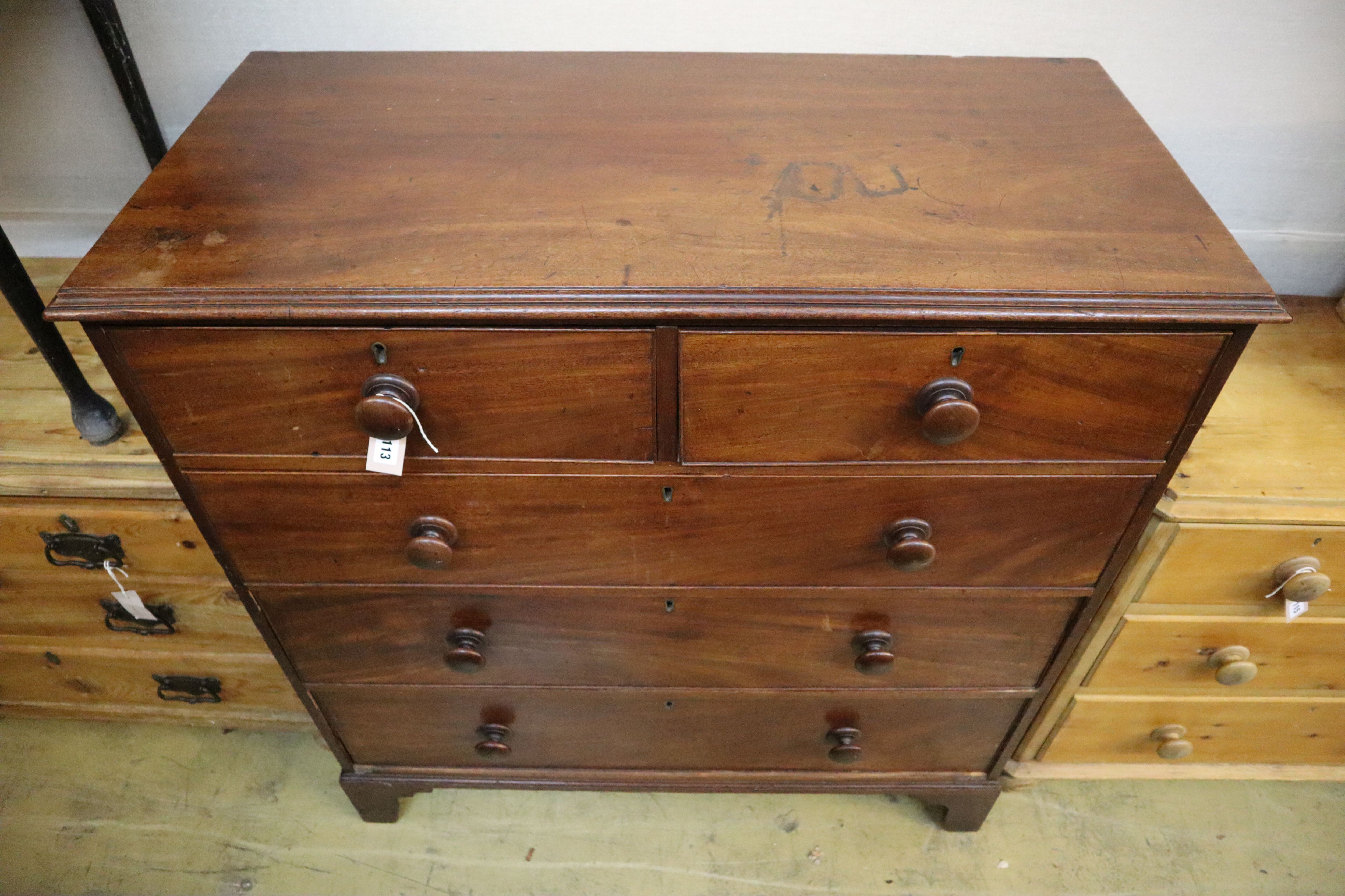 A George III mahogany chest, width 110cm, depth 52cm, height 115cm